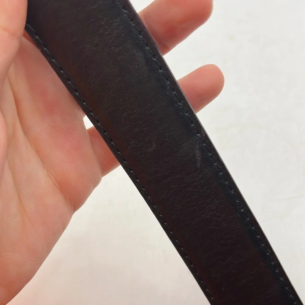 HUB Reversible Mens Belt Black Silver Smooth Textured